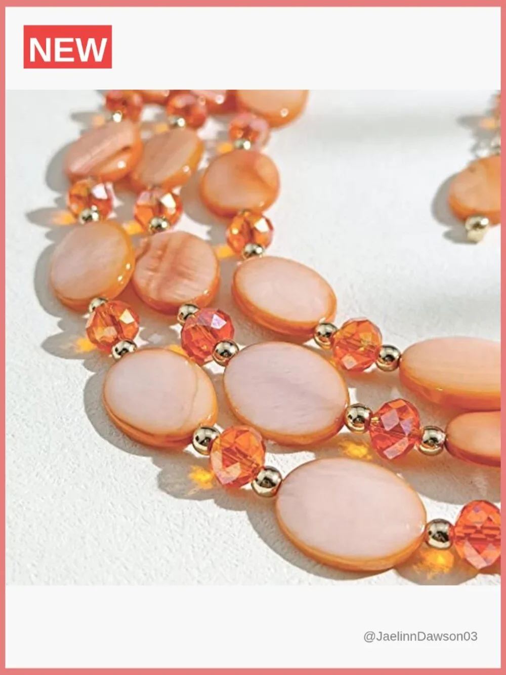 3-Layer Mother of Pearl Bead Necklace with Earrings Oval Beads Pendant Jewelry